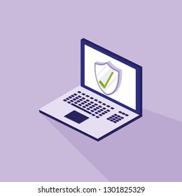 cyber security with laptop and shield