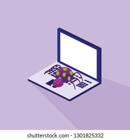 cyber security with laptop and virus attack