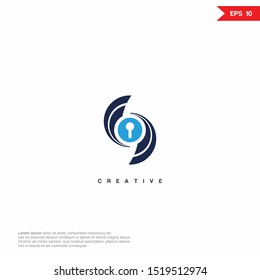 Cyber Security Letter S logo icon design template elements. Keyhole in negative space