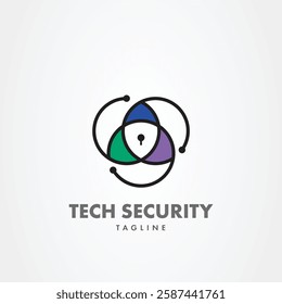 Cyber Security line dots technology logo for your company, shield logo for security data with padlock graphic idea for website security logo template