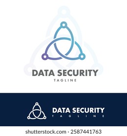 Cyber Security line dots technology logo for your company, shield logo for security data with padlock graphic idea for website security logo template