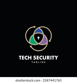 Cyber Security line dots technology logo for your company, shield logo for security data with padlock graphic idea for website security logo template