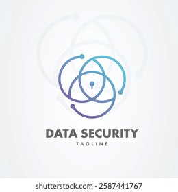 Cyber Security line dots technology logo for your company, shield logo for security data with padlock graphic idea for website security logo template