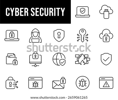 Cyber Security Line Editable Icons set. Vector illustration in thin line modern style of cyber protection related icons	