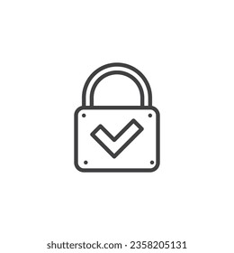 Cyber security line icon. Complete protection linear style sign for mobile concept and web design. Lock with check mark outline vector icon. Symbol, logo illustration. Vector graphics