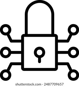 Vector de ilustración de icono de línea de seguridad cibernética