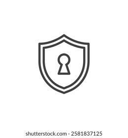 Cyber security line icon. linear style sign for mobile concept and web design. A shield with a keyhole outline vector icon. Symbol, logo illustration. Vector graphics