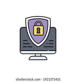 Cyber security сolor line icon. Pictogram for web page, mobile app, promo. UI UX GUI design element. Editable stroke.