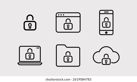 Cyber Security Line Icon Set vector - Lock Protection for Web, Cloud, Device security, Folder lock, Data protection and privacy
 - Powered by Shutterstock - Get 15% off with code: PIKWIZARD15