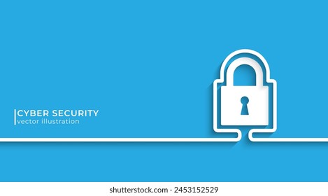 Cyber security line icon with silhouette. Secure service, protect data, internet safety. Line vector illustration modern design for template design, business infographic, web, brochure and banner.