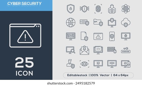 CYBER SECURITY line icons collection Vector illustrator