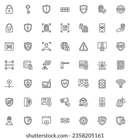 Cyber security line icons set. linear style symbols collection, outline signs pack. Computer security vector graphics. Set includes icons as Biometric Authentication, Protective Shield, Identification