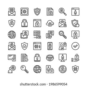 Cyber security line icons. Vector thin line design. Cybersecurity, data protection, computer security. Premium quality. Modern elements, simple outline symbols collection. Vector security icons set