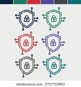 Coleção de vetores de ícones de linha de segurança cibernética.