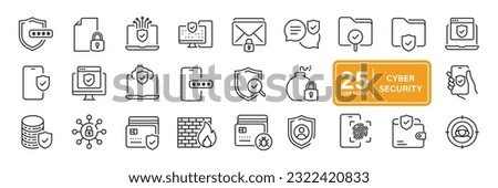 Cyber security line icons. For website marketing design, logo, app, template, ui, etc. Vector illustration.