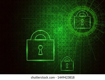 Cyber security lock on the mass of data. Information security Internet privacy blocking. Future innovative technology networking business concept. Vector illustration