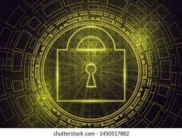 Cyber security lock on the mass of data. Information security Internet privacy blocking. Future innovative technology networking business concept. Vector illustration