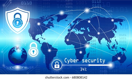 cyber security with lock and password for technology 