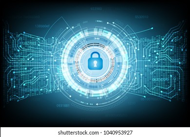 Cyber security  with lock and password for Vector technology background