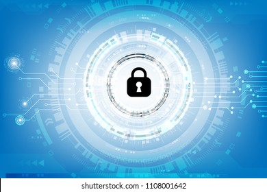 Cyber security  with lock and password for Vector technology background