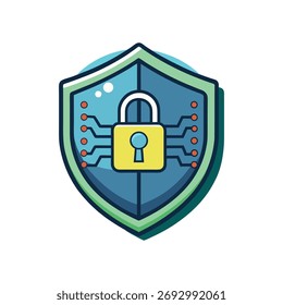 Vector de icono de escudo de bloqueo de seguridad cibernética
