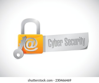 cyber security lock sign illustration design over a white background
