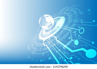Cyber Security lock with the world for vector technology background
