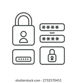 Symbole für Cyber Security-Anmeldung und Kennwortschutz - Mobile Lock und Authentifizierung