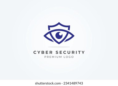 Cyber Security Logo. abstract shield and Eye combination, usable for technology and security company logos, vector illustration