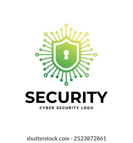 Logotipo o insignia de seguridad cibernética para la empresa de tecnología y seguridad.
