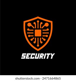 Ciberseguridad, logotipo de seguridad, logotipo de escudo de chip Un escudo de chip de circuito, que simboliza la seguridad y protección de primera clase para su marca, perfecto para empresas de tecnología, empresas que buscan una tecnología moderna y dinámica