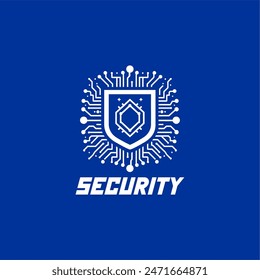 Ciberseguridad, logotipo de seguridad, logotipo de escudo de chip Un escudo de chip de circuito, que simboliza la seguridad y protección de primera clase para su marca, perfecto para empresas de tecnología, empresas que buscan una tecnología moderna y dinámica