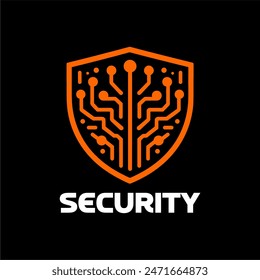 Cyber security, security logo, chip shield logo A  circuit chip shield, symbolizing top-notch security and protection for your brand, perfect for tech companies, firms seeking a modern and dynamic