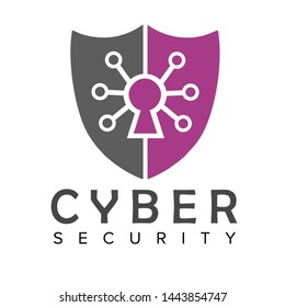 cyber security logo concept with shield and keyhole