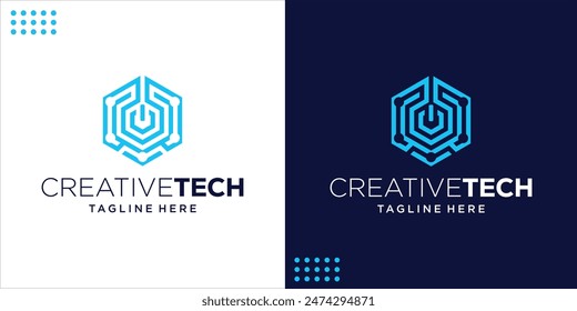 Cyber ​​Hexagon Security logo, data protection logo Hexagon Combination, Design Inspiration, Illustration, Vector