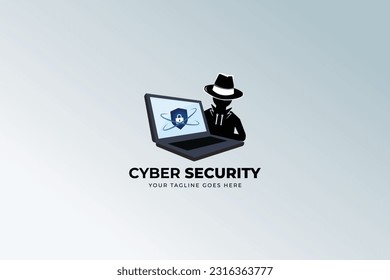 ilustración de diseño de logotipo de ciberseguridad