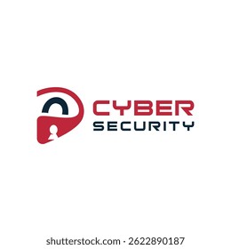 Cyber security logo design modern minimal concept lock mark technology unique shape