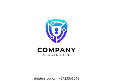Cyber Security Logo Design Template, security logo technology for your company, shield logo for security data.