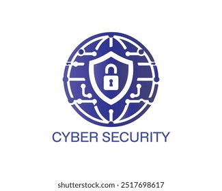 Ilustración vectorial de símbolo de logotipo de seguridad cibernética.