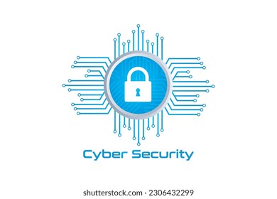 Cyber security logo with lock icon