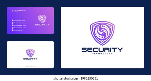 Cyber security logo with shield and business card, security shield concept, internet security,