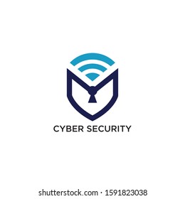 Cyber Security Logo Vector, Wifi, wireless, internet signal icon logo template