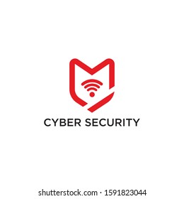 Cyber Security Logo Vector, Wifi, wireless, internet signal icon logo template