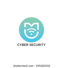 Cyber Security Logo Vector, Wifi, wireless, internet signal icon logo template