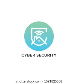 Cyber Security Logo Vector, Wifi, wireless, internet signal icon logo template