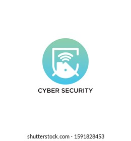 Cyber Security Logo Vector, Wifi, wireless, internet signal icon logo template