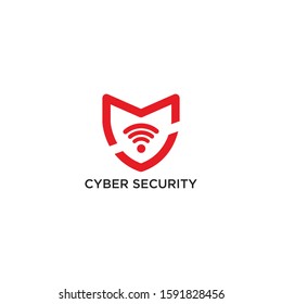 Cyber Security Logo Vector, Wifi, wireless, internet signal icon logo template