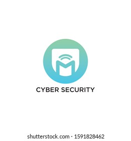 Cyber Security Logo Vector, Wifi, wireless, internet signal icon logo template