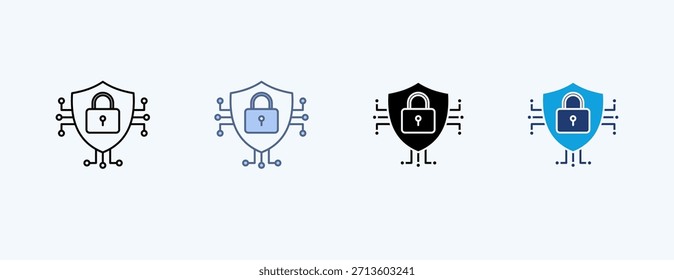 Vector de ilustración de íconos múltiples de seguridad cibernética