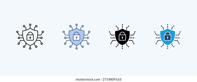 Vector de ilustración de íconos múltiples de seguridad cibernética